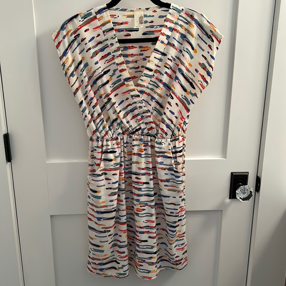White multicolored mini dress